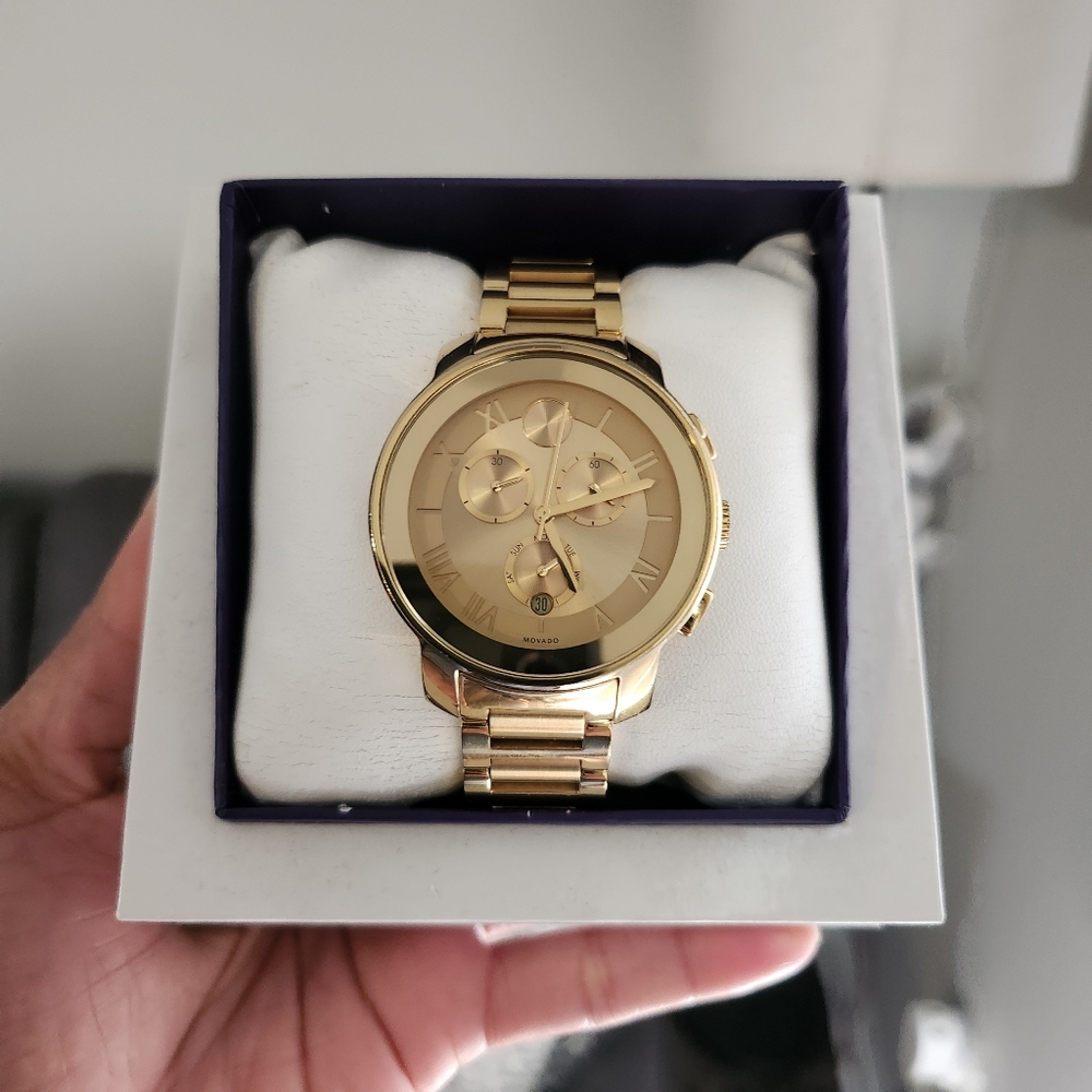 Movado Bold Gold Chronograph Women's Wrist Watch